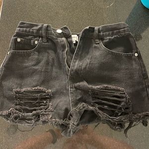 Superdown black jean shorts